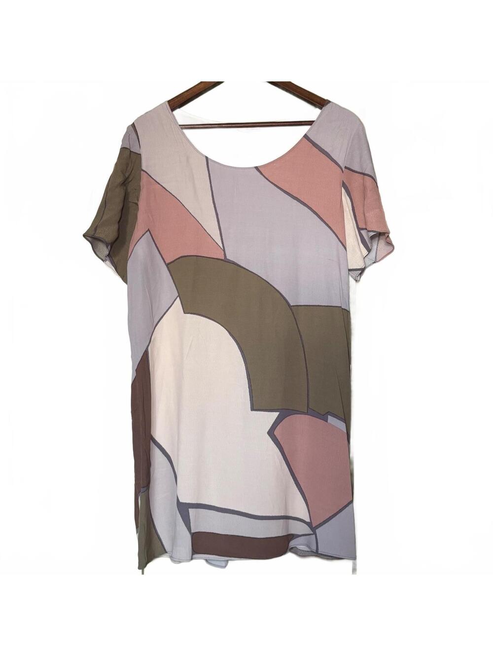 Aritzia Wilfred Free Abstract Pattern Short Sleeve Dress